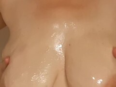 Thick white blonde girl HUGE tits gets a big dick in ass while showering Thumb