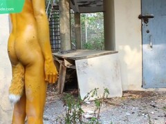 Yellow Plastic Doll / Miserable Humiliation Bodypaint / Naked Body Art #1 Thumb
