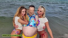 Beach Bunny Blondes KHLOE KAPRI &amp_ CHLOE TEMPLE THREESOME in Front of Cuckold Sugardaddy &ndash_ IMMORAL LIVE 4K Thumb
