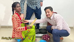 First time sex with bhabhi in kitchen with two dever'_s threesome sex Thumb