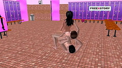 An animated 3D cartoon porn video of a cute girl doing threesome sex with two men in two different positions. Thumb