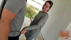 Cute German Teen caught Worker Jerk and tricked in MMF 3Some at Public Building Thumb