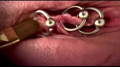 Extreme Close Up Rubbing My Pierced Clit by MakeUp Brush and Huge Orgasm make me completely Wet my Pussy Thumb