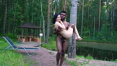 FiRST INTERRACIAL DVP! Skinny slut Marica Shanti gets double vaginal penetration from black cocks EKS229 Thumb