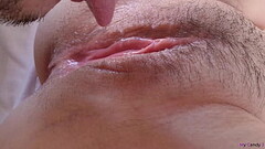EXTREME CLOSE-UP CLITORIS! EATING AMAZING young UNSHAVED SQUIRTING PUSSY. Thumb