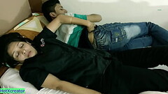 Bed Sharing with Stepbrother! Amazing Hot Sex with Hindi Audio Thumb