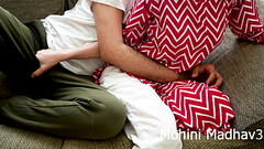 Indian Aunty behaves like a man and fuck him hard in red dress with hindi sex talks Thumb