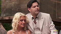 Villagers throw a party with the bisexual blonde and brunette milfs by having anal group sex Thumb