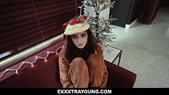 James Angel dresses up as Santa his tiny reindeer Reese Robbins has other plans. She undresses her costume and started touching James'_ big black cock. Thumb