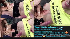 Cum tribute champion! I won Yummycouple'_s cumshot tribute contest with this video of me jerking off my big dick and cumming on Mrs Yummy'_s tits alongside Mr Yummy Thumb