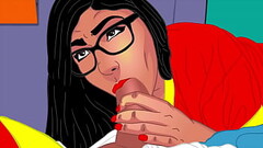 Mia Khalifa'_s perfect bubble booty cartoon parody blowjobs and wet ass pussy - full vid in Red Thumb