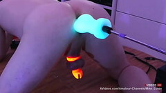 Anal Alien Invasion - Getting Fucked by Glow In The Dark Alien Dildo'_s Whilst Locked in Chastity Thumb