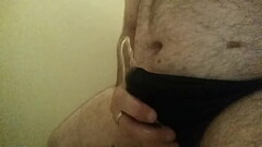 Peeing and cumming in my wifes panties Thumb