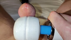 050 02 Close Up With Hitachi Wand Vibrating Cum Out Of My Dick Part 2 Thumb