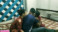 Indian shared her boyfriend with milf hot bhabhi !! Hot threesome sex with dirty audio Thumb