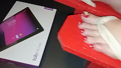 Geisha L red japanese Geta 25 cm high heels crush TAB (video short version) Thumb