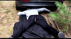 Masked man fucks a stuck guy / Russian horror in the forest / HORRORPORN Thumb