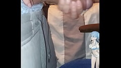 Side view long dick Rem cum on Thumb