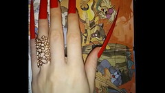 Scrap red long extreme nails Lady Lee (video short version) Thumb