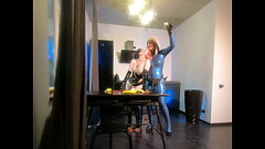 Food Fetish Lesbian Video FemDom in Latex - Arya Grander Thumb