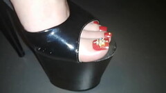 Lady L Black Extreme High Heels and Sexy Red Nails.(short Video Version). Thumb